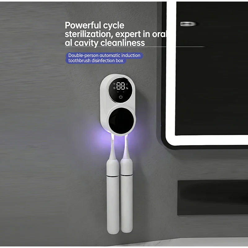 Electric Toothbrush Holder with Digital Charge Display Wall-Mounted Induction Charging Stand