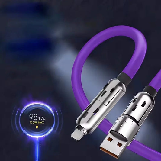 Multi Connectors 4 in 1 Charger – Rotating Elbow USB to Type-C 1.5m 240W Fast Charging Cable & Data Transfer