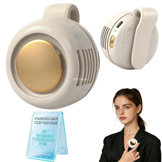 Portable Mini Bladeless Fan – Clip-On Waist Fan 3-Speed Cooling for Outdoor Travel & Daily Use