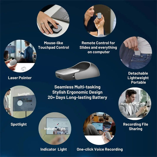 Cheerdots2 Detachable Air Wireless Mouse with Touchpad AI Recording, ChatGPT & Silent Click for Work