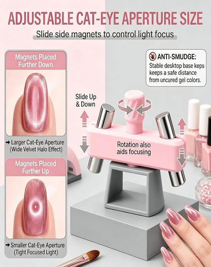 Cat Eye Nail Magnet Tool – 360° Rotating Gyroscope Glass Bead Effect for Nail Art & Manicure