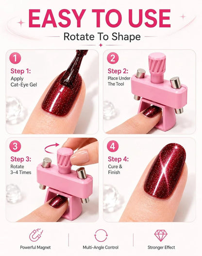 Cat Eye Nail Magnet Tool – 360° Rotating Gyroscope Glass Bead Effect for Nail Art & Manicure
