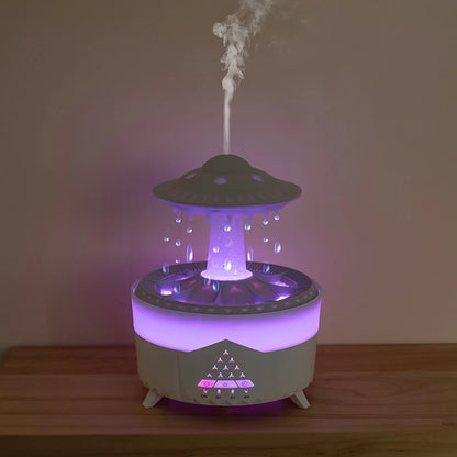 350ml Aroma Air Humidifier – Mini USB Remote Control Rain Cloud Aroma Diffuser with Color Light