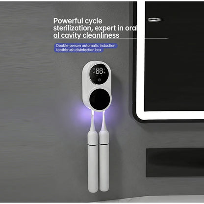 Electric Toothbrush Holder with Digital Charge Display Wall-Mounted Induction Charging Stand