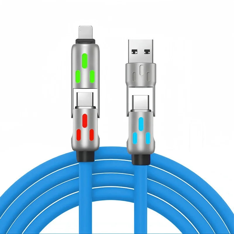Multi Connectors 4 in 1 Charger – Rotating Elbow USB to Type-C 1.5m 240W Fast Charging Cable & Data Transfer