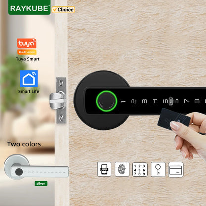 RAYKUBE M5 Tuya BLE Smart Fingerprint Door Lock Password, IC Card, Key & Tuya App Unlock