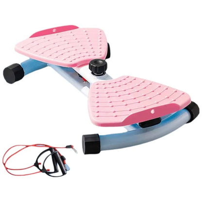 Rotating Waist Training Board with Resistance Bands Silent Stepper with Double-Grip Pedals