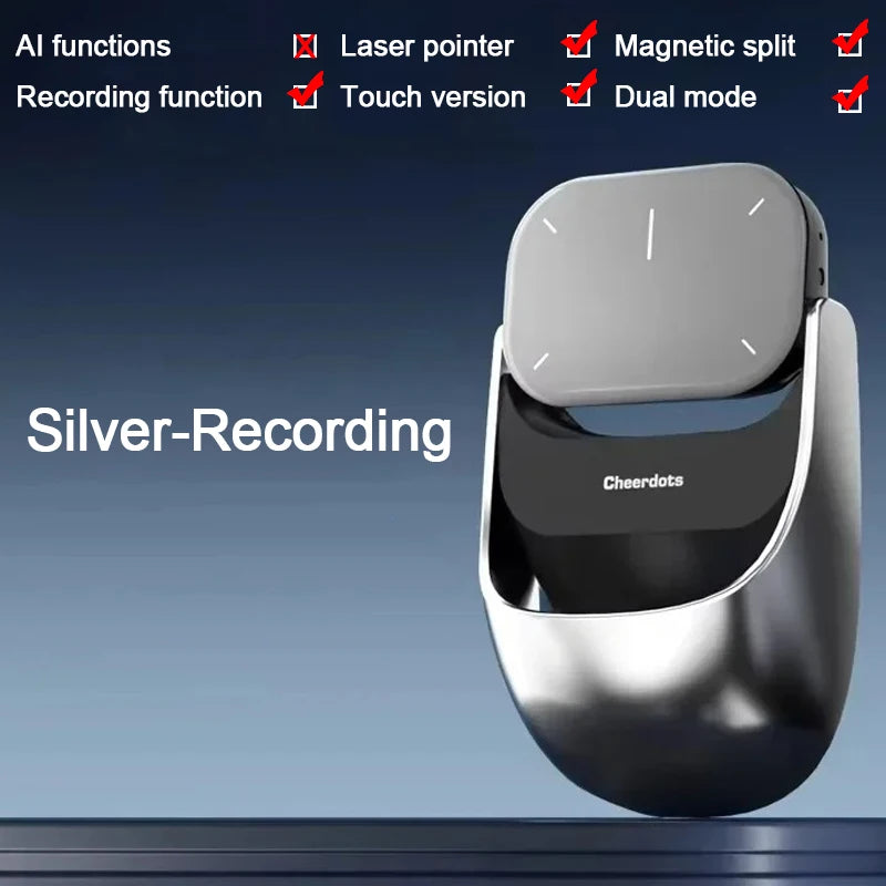 Cheerdots2 Detachable Air Wireless Mouse with Touchpad AI Recording, ChatGPT & Silent Click for Work