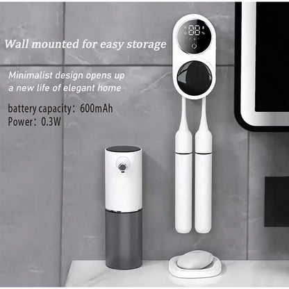 Electric Toothbrush Holder with Digital Charge Display Wall-Mounted Induction Charging Stand