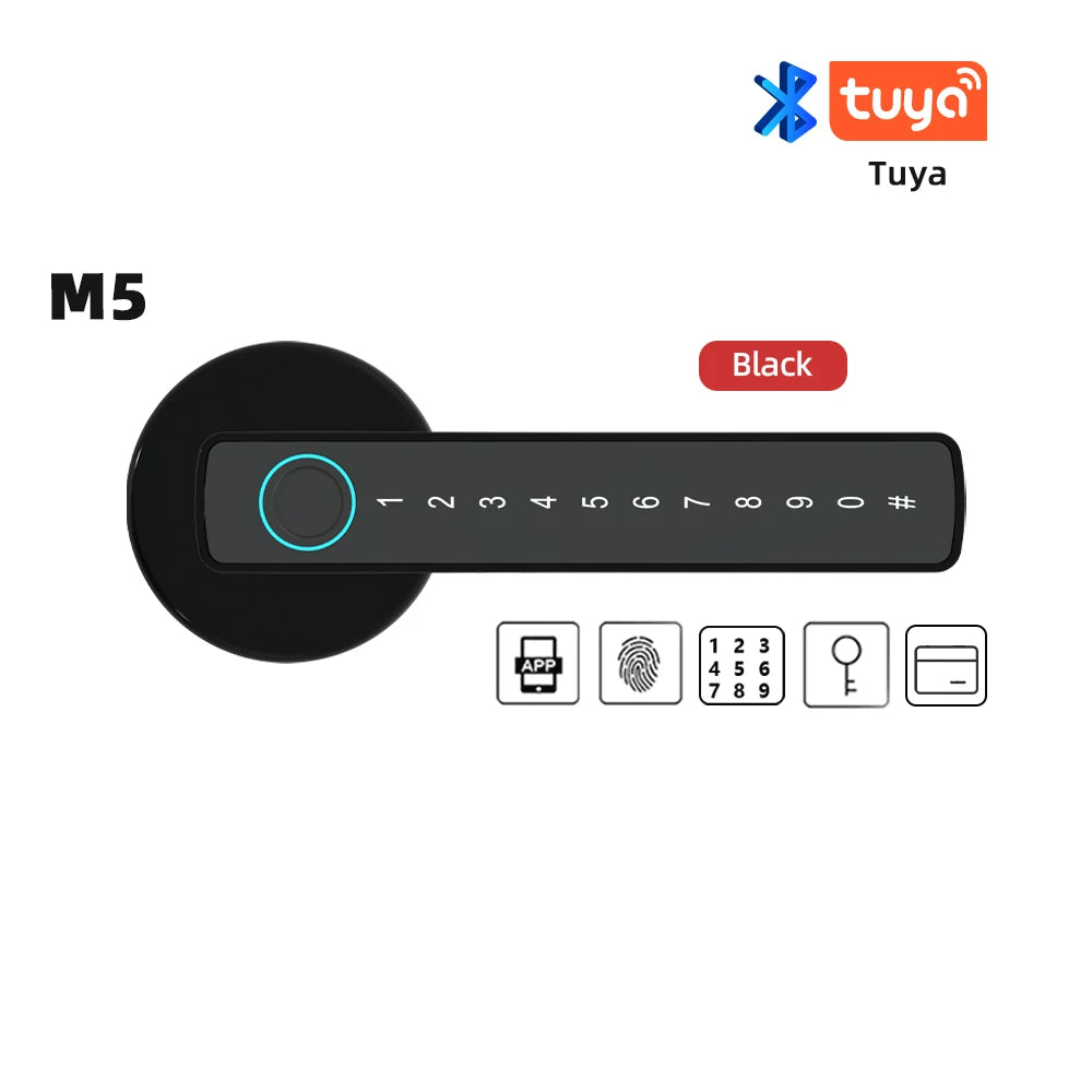 RAYKUBE M5 Tuya BLE Smart Fingerprint Door Lock Password, IC Card, Key & Tuya App Unlock