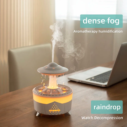350ml Aroma Air Humidifier – Mini USB Remote Control Rain Cloud Aroma Diffuser with Color Light