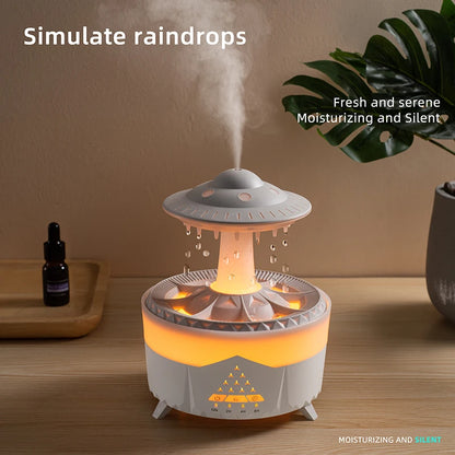 350ml Aroma Air Humidifier – Mini USB Remote Control Rain Cloud Aroma Diffuser with Color Light