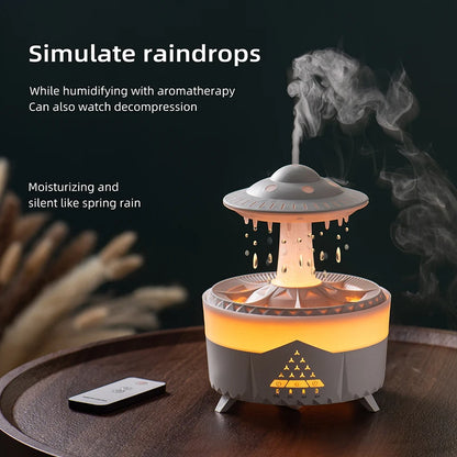 350ml Aroma Air Humidifier – Mini USB Remote Control Rain Cloud Aroma Diffuser with Color Light