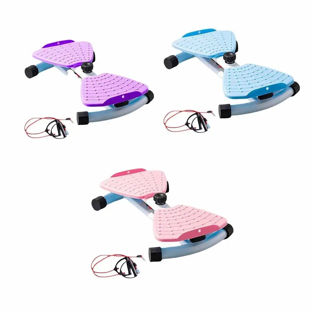 Rotating Waist Training Board with Resistance Bands Silent Stepper with Double-Grip Pedals