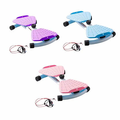 Rotating Waist Training Board with Resistance Bands Silent Stepper with Double-Grip Pedals