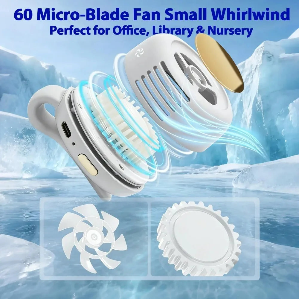 Portable Mini Bladeless Fan – Clip-On Waist Fan 3-Speed Cooling for Outdoor Travel & Daily Use