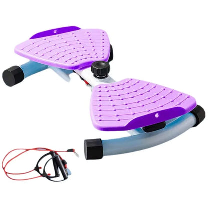 Rotating Waist Training Board with Resistance Bands Silent Stepper with Double-Grip Pedals