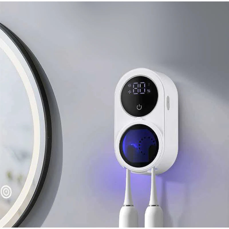 Electric Toothbrush Holder with Digital Charge Display Wall-Mounted Induction Charging Stand