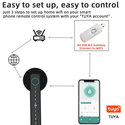 RAYKUBE M5 Tuya BLE Smart Fingerprint Door Lock Password, IC Card, Key & Tuya App Unlock