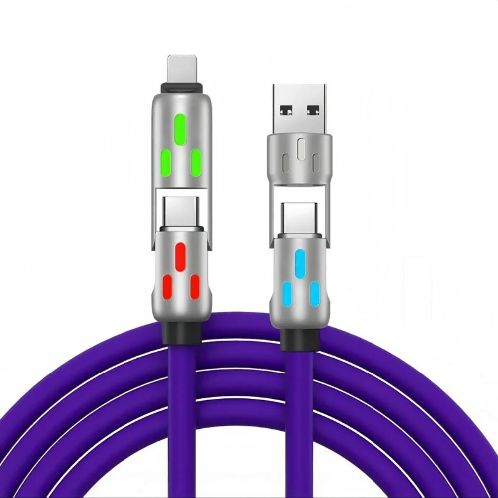 Multi Connectors 4 in 1 Charger – Rotating Elbow USB to Type-C 1.5m 240W Fast Charging Cable & Data Transfer