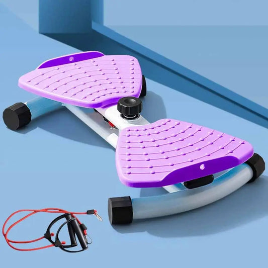 Rotating Waist Training Board with Resistance Bands Silent Stepper with Double-Grip Pedals