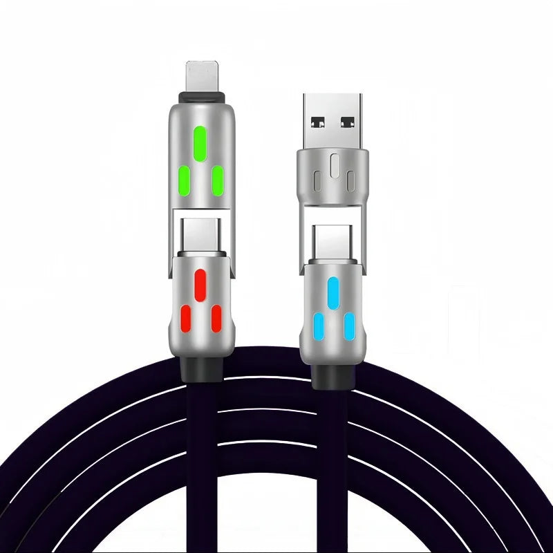 Multi Connectors 4 in 1 Charger – Rotating Elbow USB to Type-C 1.5m 240W Fast Charging Cable & Data Transfer