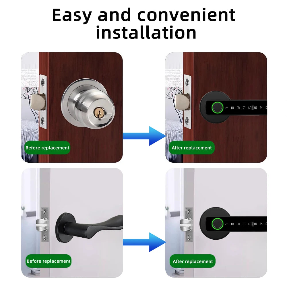 RAYKUBE M5 Tuya BLE Smart Fingerprint Door Lock Password, IC Card, Key & Tuya App Unlock