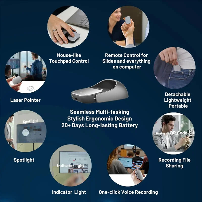 Cheerdots2 Detachable Air Wireless Mouse with Touchpad AI Recording, ChatGPT & Silent Click for Work