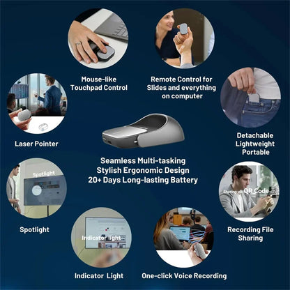 Cheerdots2 Detachable Air Wireless Mouse with Touchpad AI Recording, ChatGPT & Silent Click for Work