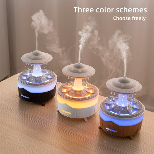 350ml Aroma Air Humidifier – Mini USB Remote Control Rain Cloud Aroma Diffuser with Color Light