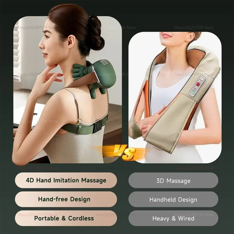 Raymay Bionic Neck Shoulder Massager N7 Kneading Shawl 3-Level Modes for Neck, Waist, Leg & Body Massage